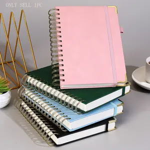 A5 Spiral Notebook Journal, 300 Pages, 100gsm Thick Paper, Ink-Resistant, Hard Leather Cover, Ideal for Work and Study, 5.7x8.4 Inches
