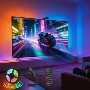 1 Set 16.4FT Gaming Lights, Adjustable Rgb Lighting, Rgb Led Effects, TV LED Lights USB LED Light Strips LED Designs TV LED Backlighting Color Sync with Camera Smart 5050RGB+IC Wireless Remote Control for Sync with Music