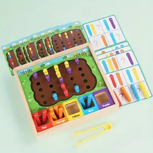 Wooden Bug Sorting Matching Game Set, Fine Motor Skills Toy for Kids, Parent-Child Interactive Tabletop Game, Family Fun Game, Color Sorting Educational Toy, Family Board Game