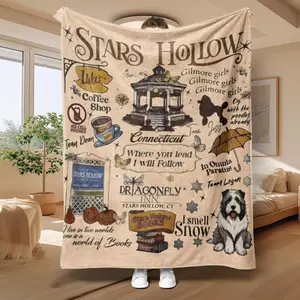Gilmore Girls Theme Slogan Print Blanket, Soft Comfortable Anime Print Throw Blanket, Multi-functional Nap Blanket for Home Office Travel