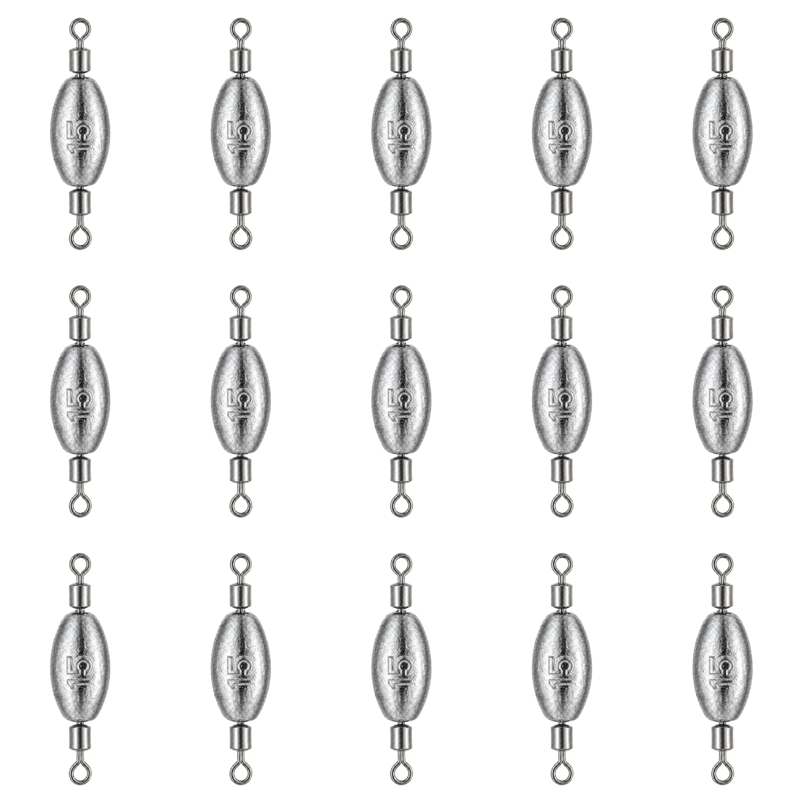 Inline Trolling Sinker Lead Torpedo Trolling Weights with Built-in Rolling Swivel, No Roll Sinkers for Saltwater Freshwater Catfish Walleye Bass Drop Shot (1/2oz (15g)-15PCS)