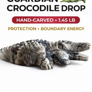 Lela’s GemStoneZ Ultimate Guardian Crocodile Volcano Agate 1.45 lb Hand-Carved Protection Boundary Energy Statue
