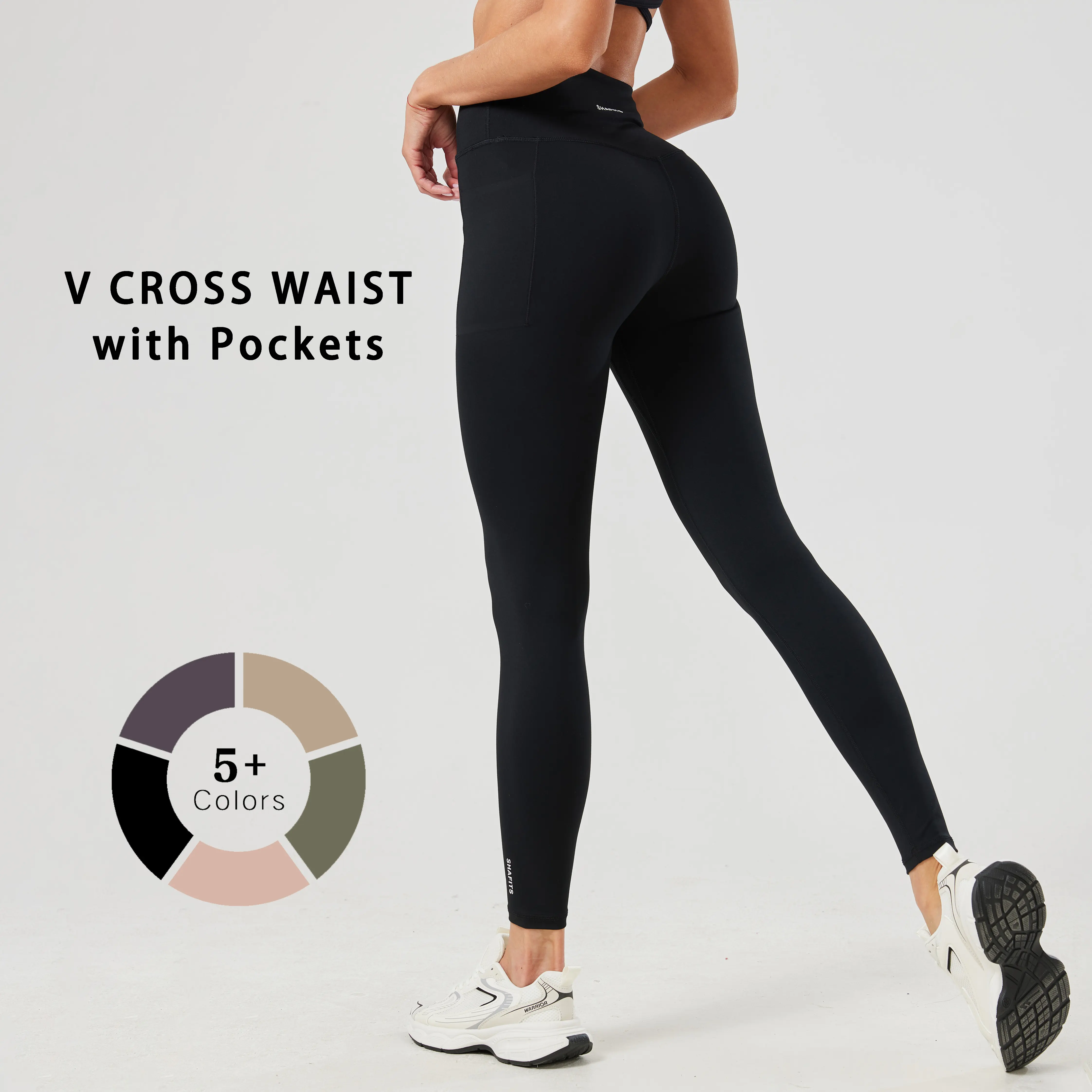 Shafits Women's High-Waist Crisscross Compression Leggings with Pockets - Breathable Sports Bottoms, Athleisure Wear, Activewear for Fitness & Lower Body Workout, Gym Ootd Sporty Chic Option, Workout Outfit Inspo