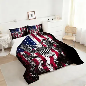 Vintage American Eagle Comforter Set, Distressed USA Flag Bedding Set, Rugged Decorative Quilt for Bedroom, Premium Soft Textured Fabric, Perfect for Patriotic Home Decor and Stylish Comfort, Includes 1 quilt, with 1 or 2 Pillowcase No Pillow Core