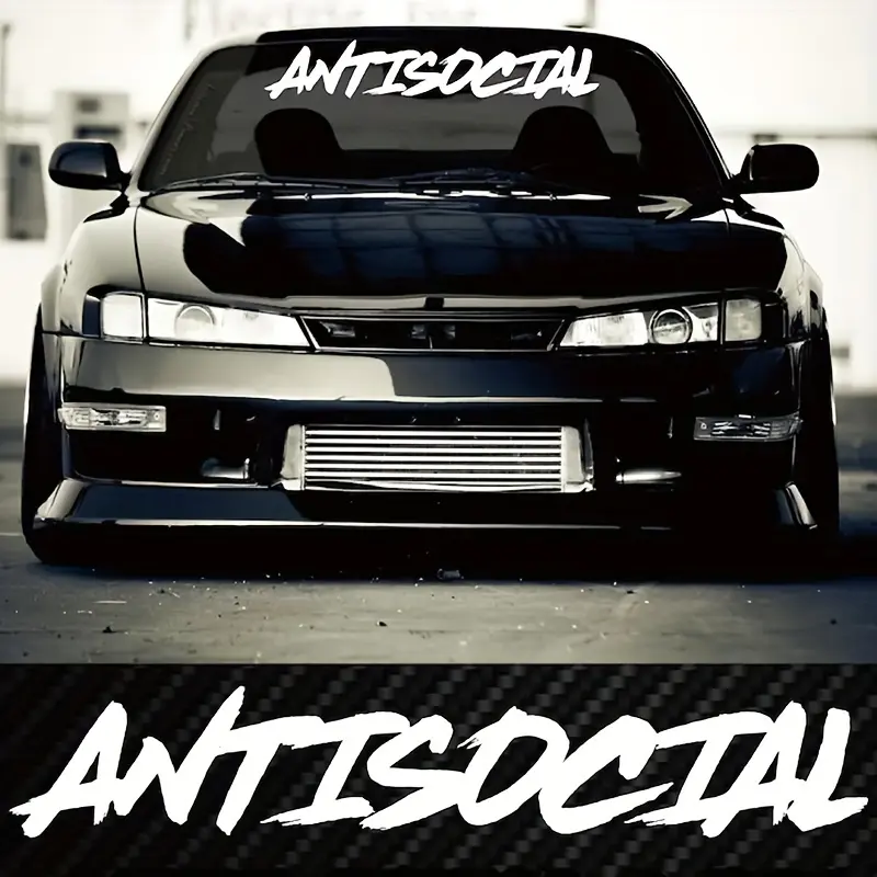 1PC Anti-Social Windshield Stickers - Universal Car, Motorcycle & Truck Decal Vinyl Decals for Audi, BMW, Toyota |, Creative Auto Accessories, Car Vehicle Decoration, Vehicle Exterior Decoration