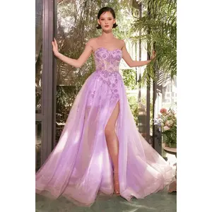 Andrea & Leo A1381 - Tulle Daisy Asymmetrical A-line Gown