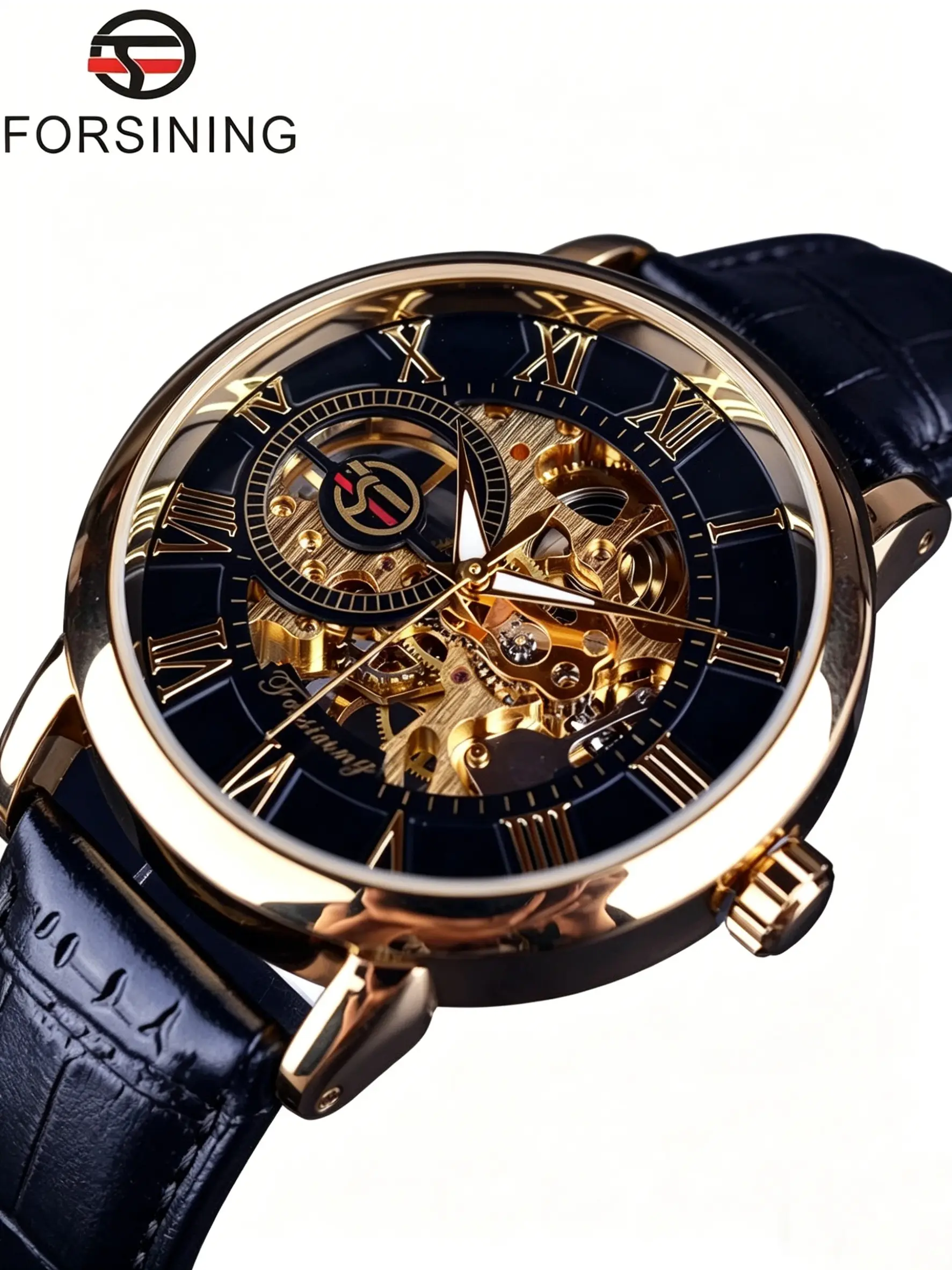 Luxury Men's Mechanical Analog Watch, Classic Roman Numerals, Punk Style, Alloy Case, Mineral Glass, Waterproof Wristwatch, All Seasons, Perfect Gift