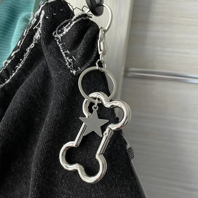 Punk Cool Bone Keychain Korean Fashion Star Bag Pendant Accessorys Goth Jewelry Grunge Keychains Cute