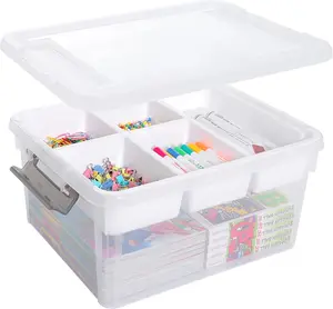 7 QT Plastic Storage Box with Removable Tray Craft Organizers and Storage Clear Storage Container for Organizing Bead, Tool, Sewing, Playdoh