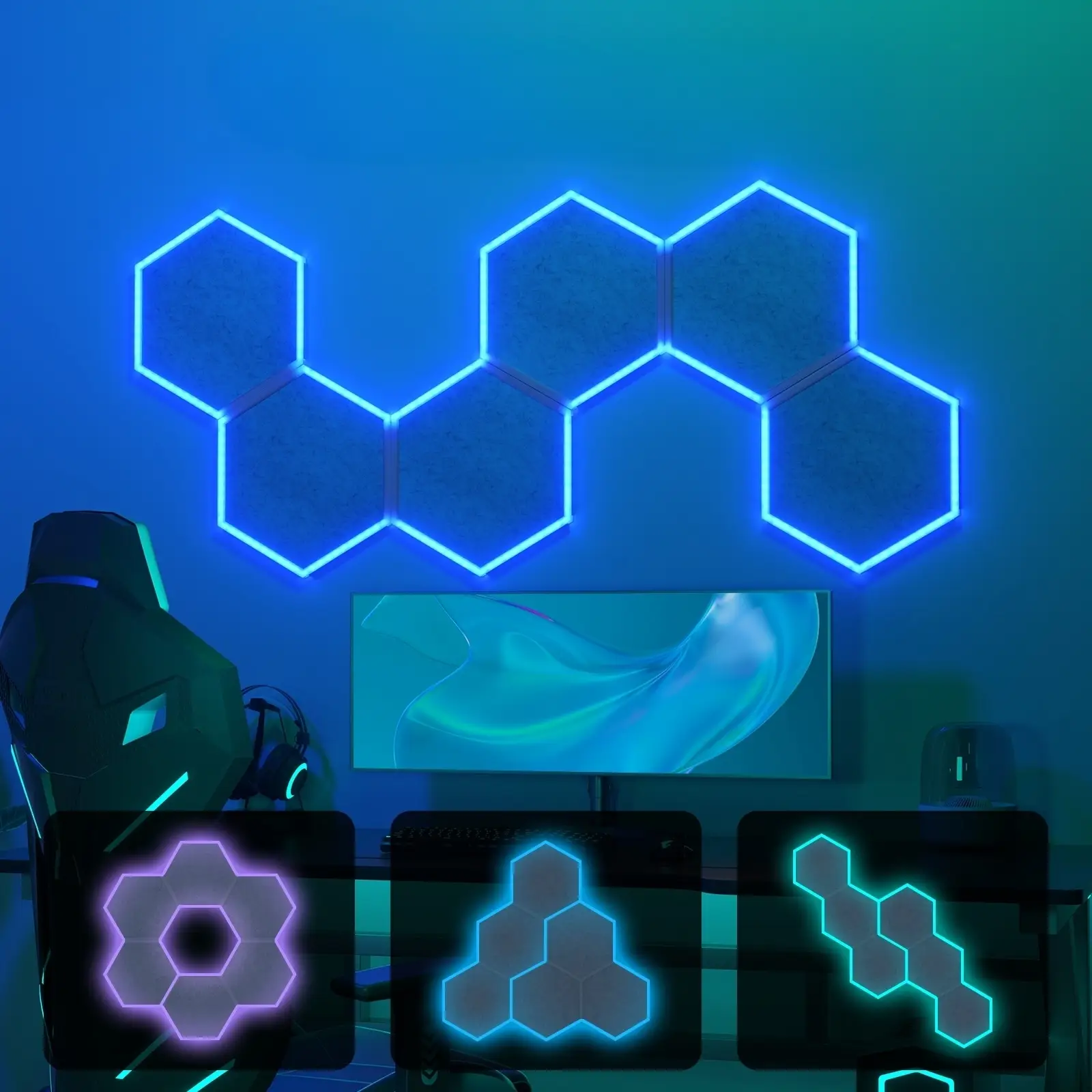 TONOR RGB Acoustic Panels Self-adhesive, Sound Proof Panels Dampening Insulation Treatment for Gaming,Streaming, Podcast, Studio