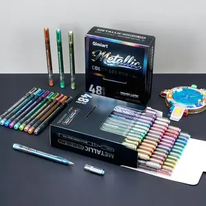48 Metal Color Gel Pens Set, 1.0mm Broad Tip, Smooth Ink Flow, Large Capacity Metallic Ink, Rich Colors for Comics, Illustrations, DIY Crafts, Office Stationery Supplies, Aesthetic Pens, Smooth Writing Pens, Art Pen