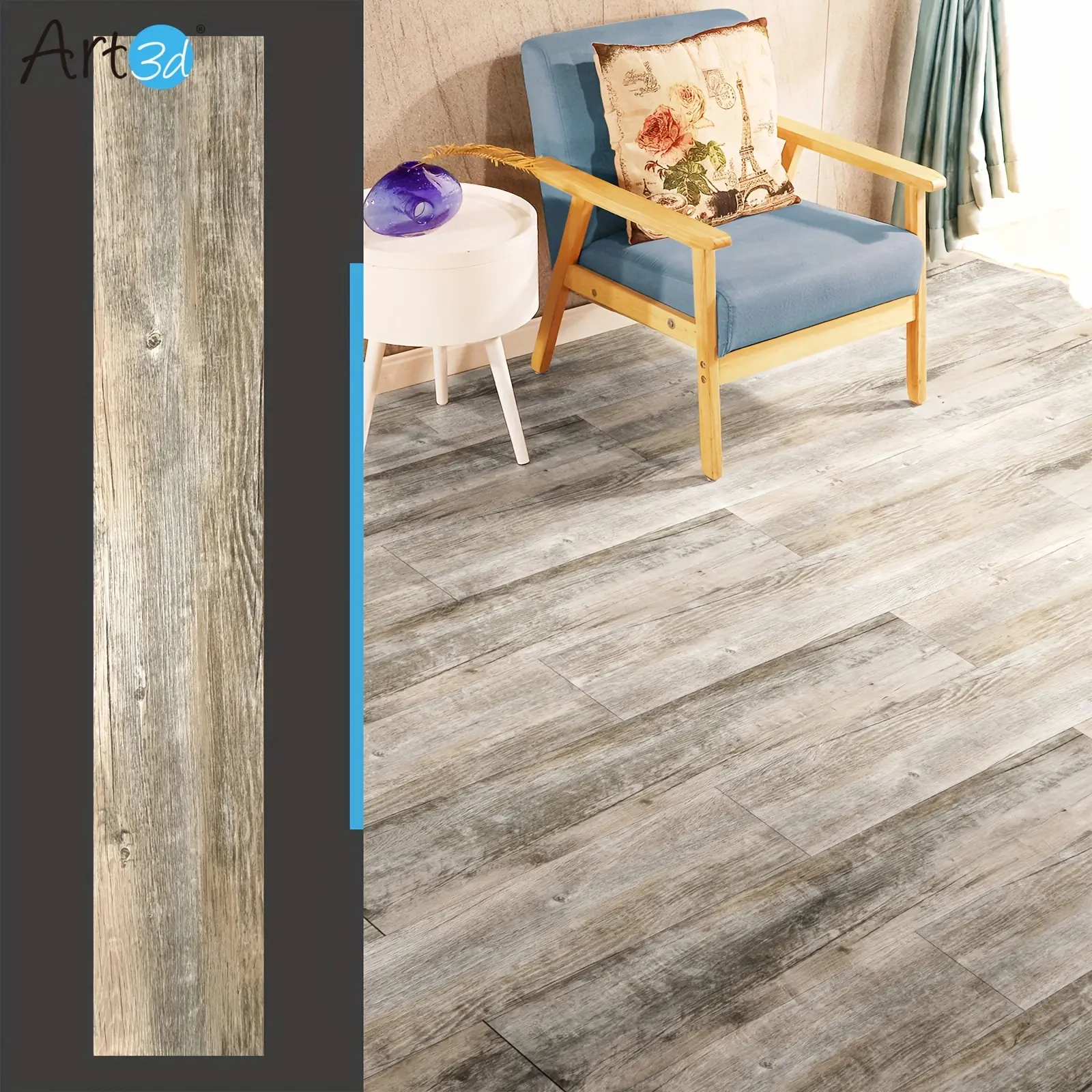 Art3d Self-Adhesive Luxury Vinyl Plank Flooring Tiles, 36-Pack 36"x6"x0.06" Old Wood Style, Easy Install, Stable Hard Core, High Strength, Abrasion Resistant, Waterproof, Non-Expanding, 54 Sq Ft per Case, Lvp Flooring, Adhesive Tile Set Flooring