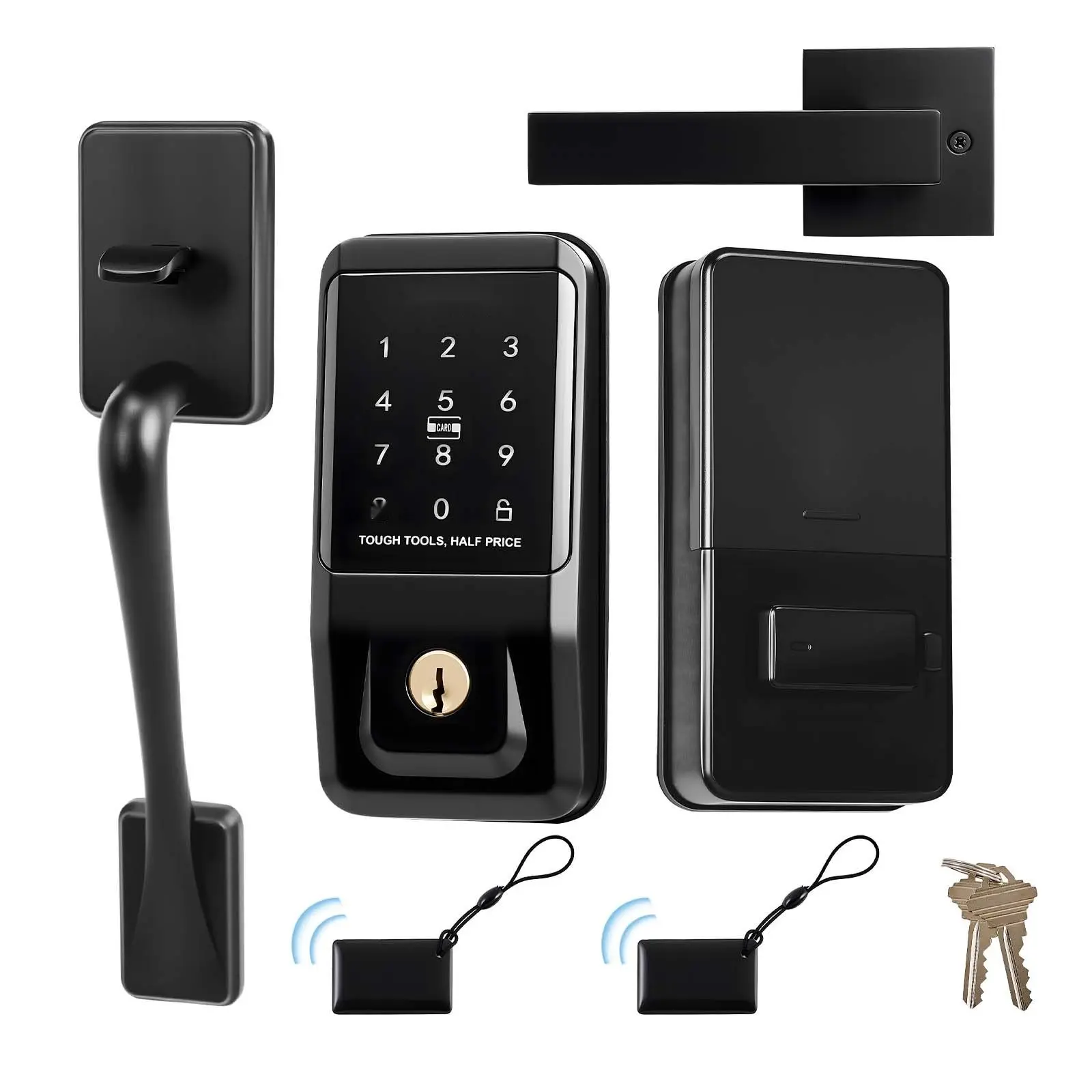 Keyless Entry Door Lock With Handle Set, Touchpad Electronic Deadbolt With IC Card, Customizable User Codes, Keyed Entry, Auto Lock, Anti-Peeking Password, Backlit, For Home, Matte Black