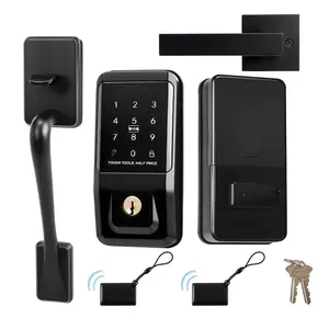 Keyless Entry Door Lock With Handle Set, Touchpad Electronic Deadbolt With IC Card, Customizable User Codes, Keyed Entry, Auto Lock, Anti-Peeking Password, Backlit, For Home, Matte Black