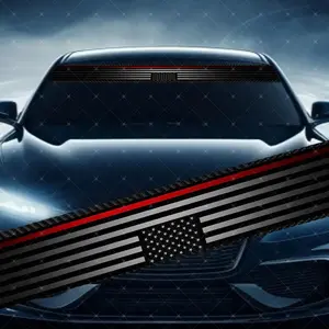 Attractive American Flag Car Windshield Sticker, Decorative Gloss Vinyl Decal, Scratch Cover Waterproof UV Protection, Universal Fit, Fits All Cars, Car Decals