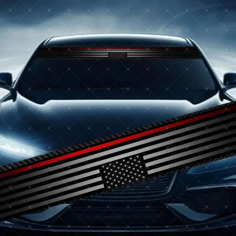 Attractive American Flag Car Windshield Sticker, Decorative Gloss Vinyl Decal, Scratch Cover Waterproof UV Protection, Universal Fit, Fits All Cars, Car Decals
