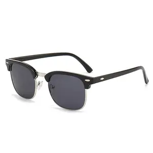 Vintage Retro Rivet Half Frame Sunglasses for Women Men Trendy Color Mirror Reflective Aviator Shades outdoorfun