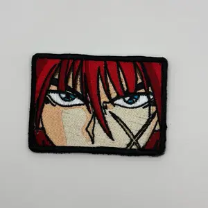 Stxtch embroidered anime patch- Red haired Samurai, high quality anime patch for clothing