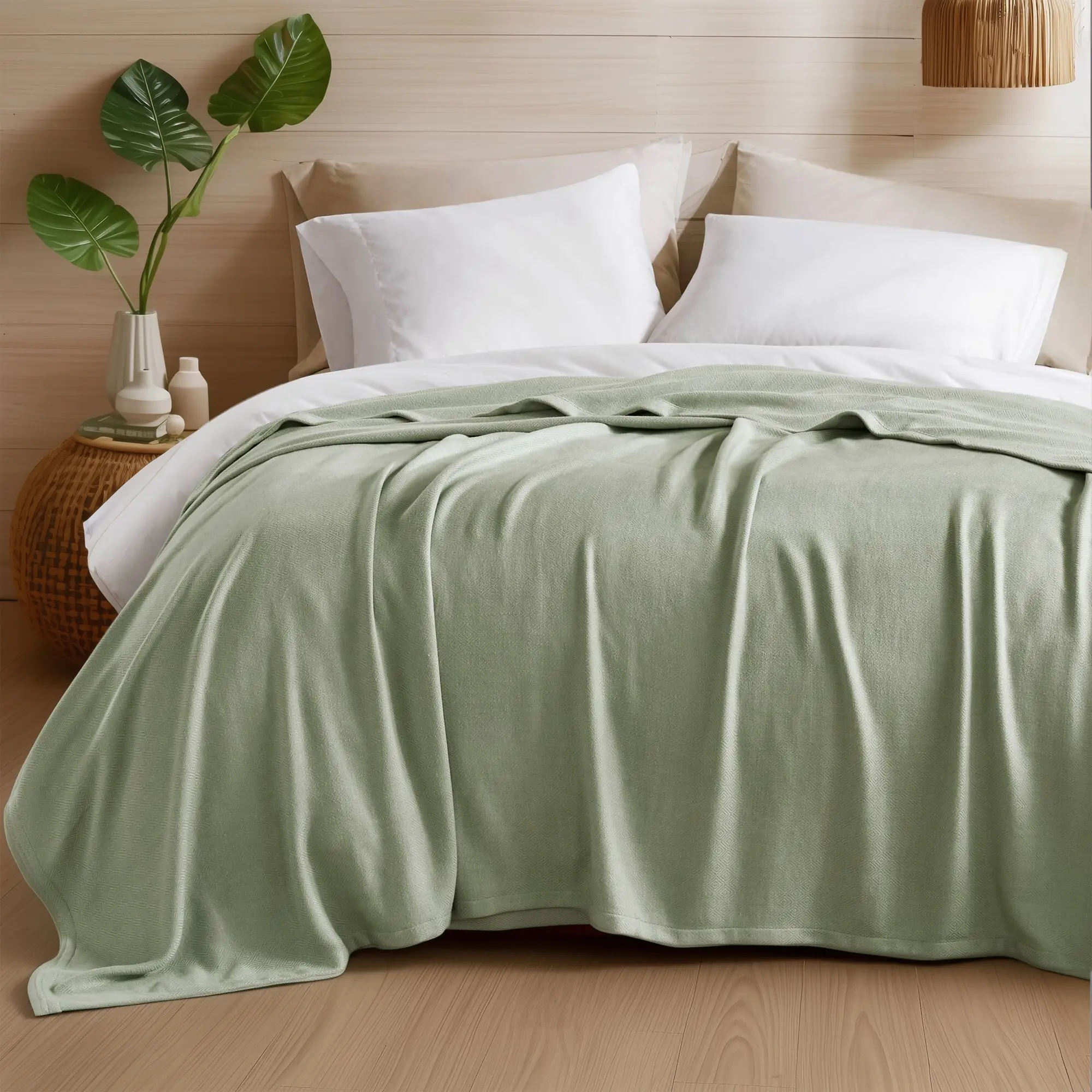Luxury Bamboo Blend Cooling Throw Blanket - Bamboo Rayon & Cotton Blend, Ultra-Soft Lightweight All-Season, Eco-Friendly Machine-Washable, Bed/Couch Use, Gift-Ready Packaging, Cooling Blankets, Throw Blankets