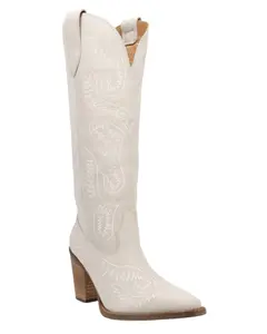 Dingo Women's Women'S Evita Suede Tall Western Boot Snip Toe - Di2253-Wht