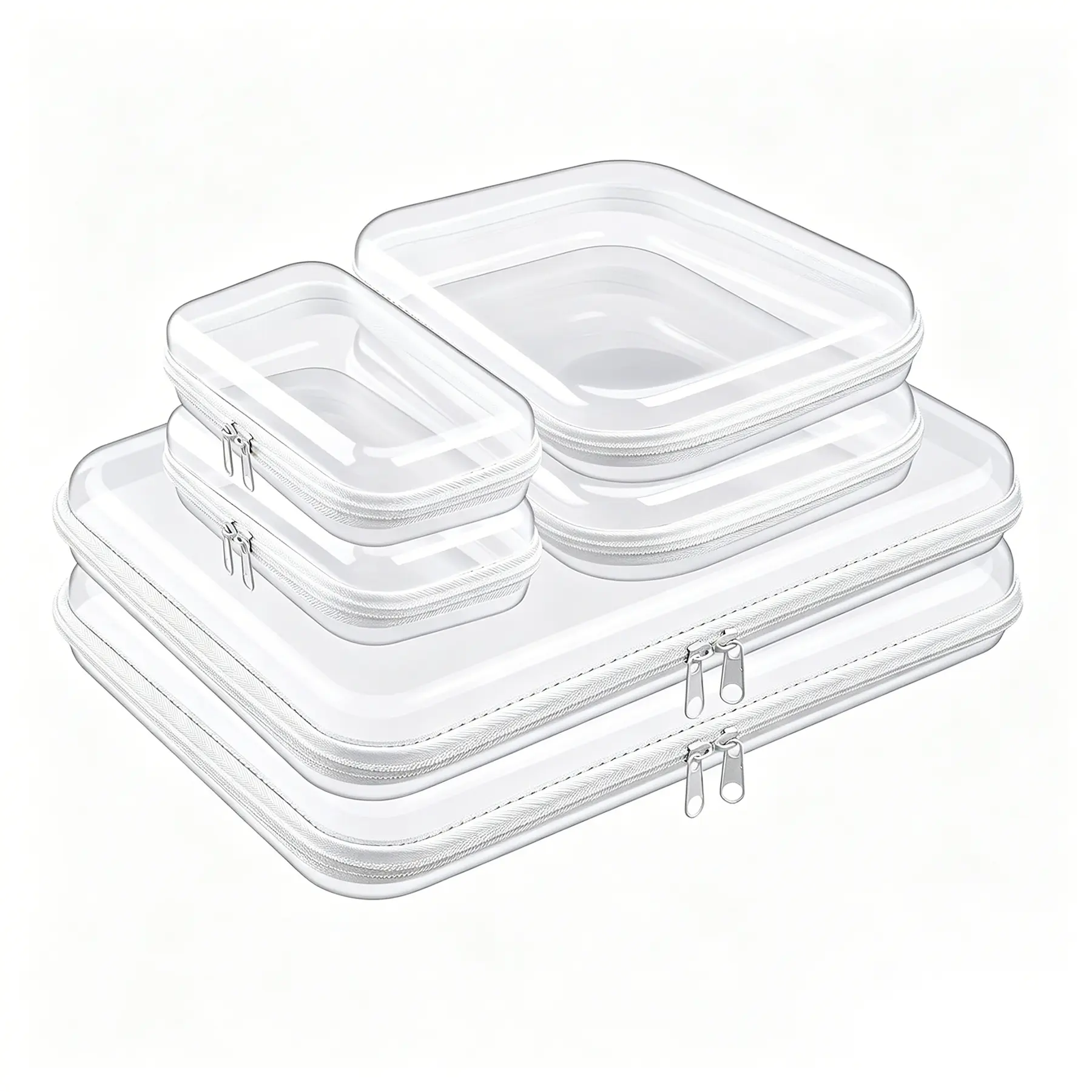 Clear Organizer Storage Box Clear Hard Zipper Case PVC Plastic CLear Storage Containers for Tools & Small Objects Girl Stuff Portable Travel Organizer Set Makeup Organizer Jewelry Box Toy Storage Bins High Transparency backtoschoolhauls