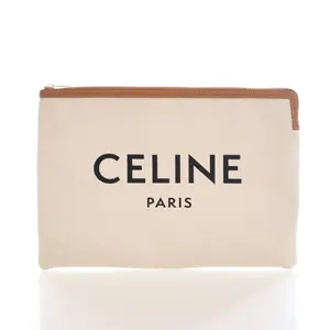 Pre-owned Canvas clutches & wristlets Celine Large Mixed Fibers Logo Clutch
