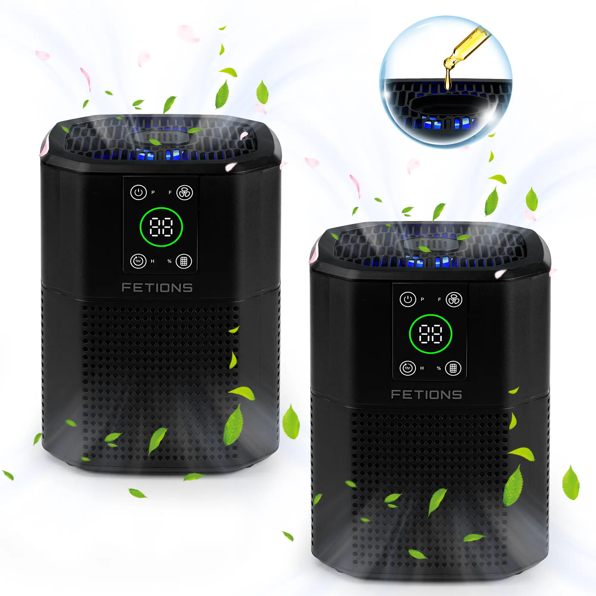 Fetions HEPA Air Purifier with Aromatherapy for Home, 3-stage H13 True HEPA Filtration, Air Cleaner with Ambient light, Effectively removes allergens