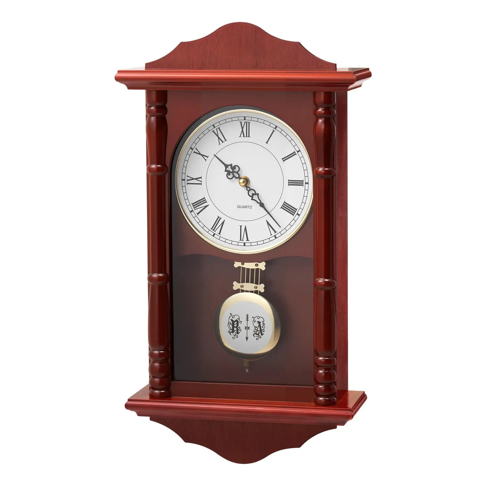 VEVOR Grandfather Clock, 18 in Classic Vintage Pendulum Clock, Pine Wood & MDF Wall Clocks with Quartz Movement and Quiet Design, for Living Room, Bedroom, Home Decor, and Gift (Cherry Tone Finish)#BackToSchool