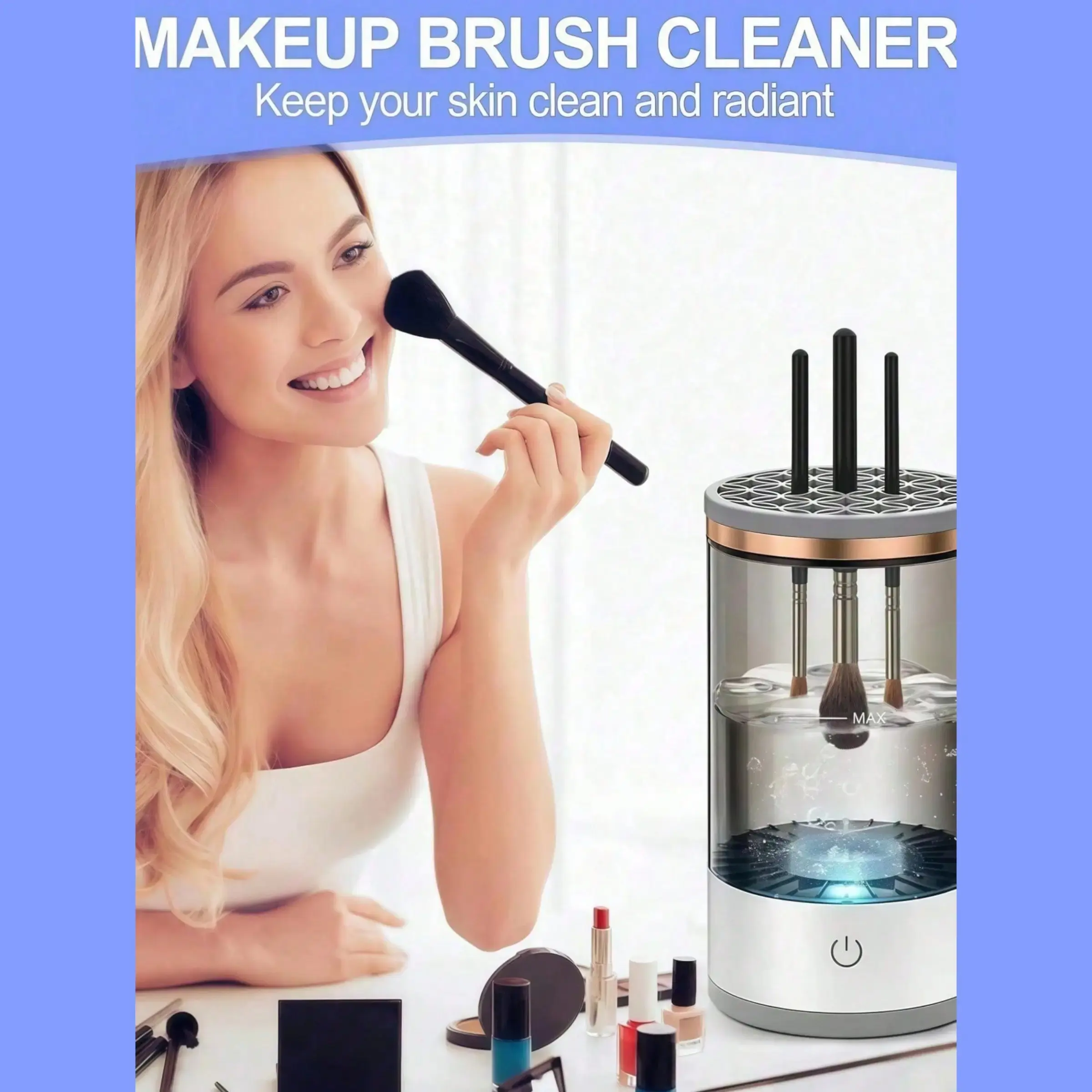 Electric Makeup Brush Cleaner, 3 in 1 Automatic Makeup Brush Cleaning Machine, Makeup Brush Cleaning Tool for All Sizes, Best Gifts for Women