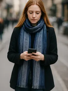 Gradient Striped Paisley Jacquard Scarf Shawl – Elegant Soft Woven Wrap with Classic Border Design Cashmere Pashmina