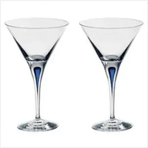 212 MAIN Orrefors 6257406 Intermezzo 7oz Crystal Martini Glasses - 2-Pack Modern Design Bar Glassware