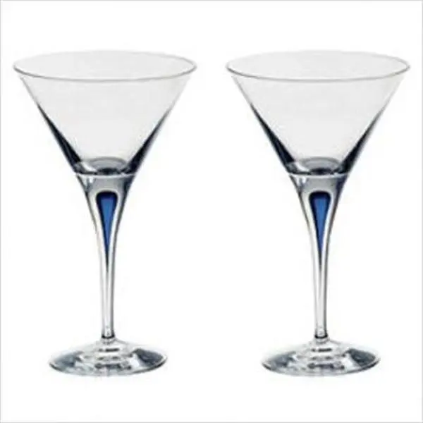 212 MAIN Orrefors 6257406 Intermezzo 7oz Crystal Martini Glasses - 2-Pack Modern Design Bar Glassware Set, Crystal Glassware