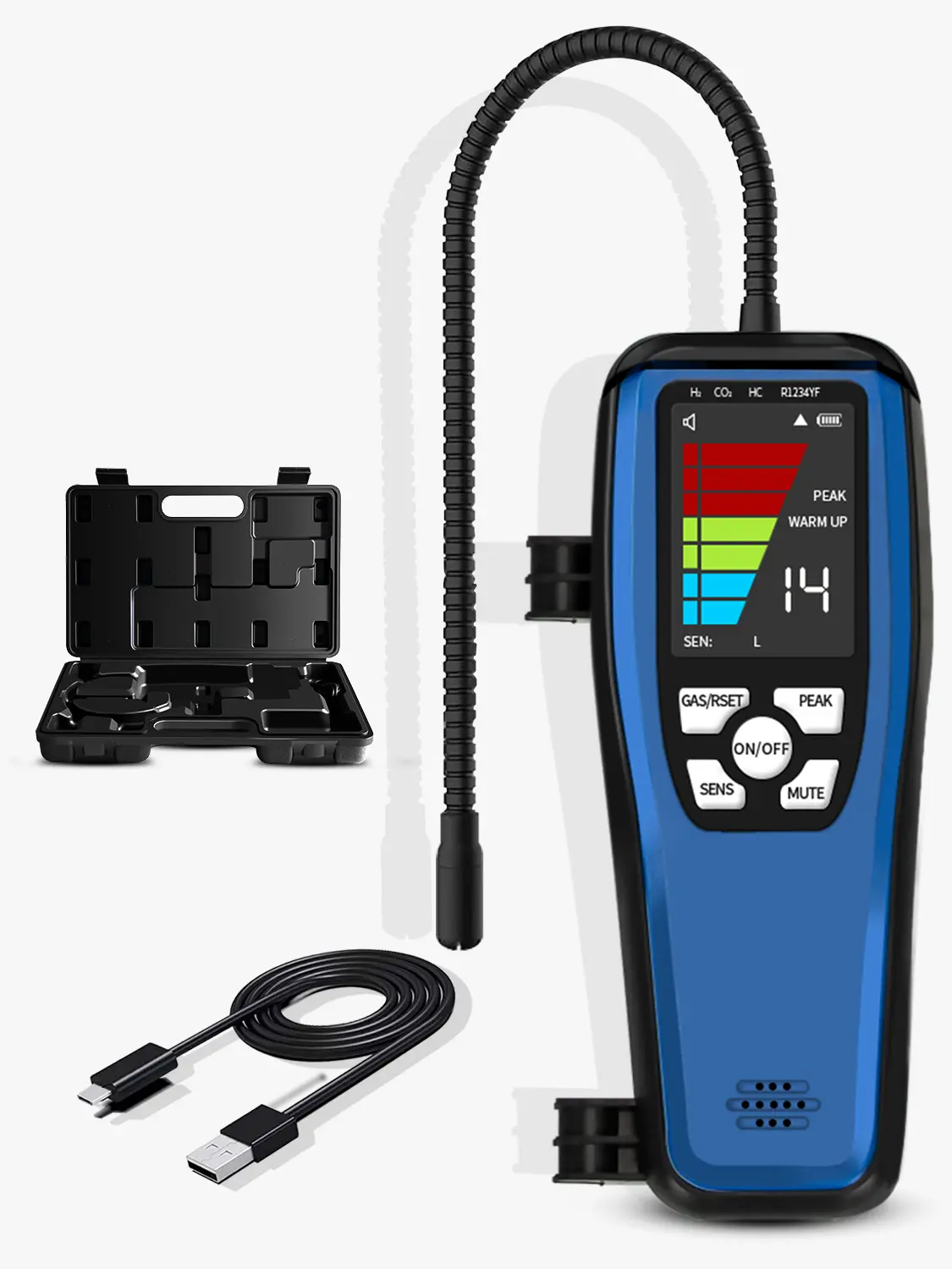 APRVTIO ALD-200 Ultra-Sensitive Heat Pump Refrigerant Leak Detector for HVAC Technicians - Detects R-32, R-454B, R410a, R-1234yf, A2L Safe, Fast Detection, Outdoor Use, USB-C USB Recharge
