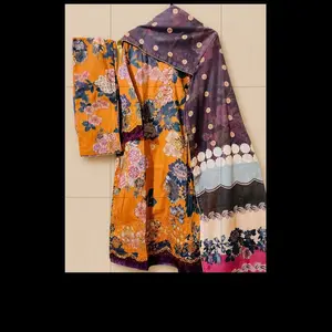 Elegant Floral Printed Shalwar Kameez Set with Embroidery Work & Printed Dupatta | All Over Floral Printed pant Cotton Fabric