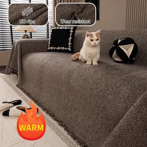 All-Season Thick Sofa Cover, Chenille Fabric, Soft Breathable, Anti-Slip, Pet Resistant, Dustproof, Easy to Remove and Wash, Sofa Slipcover