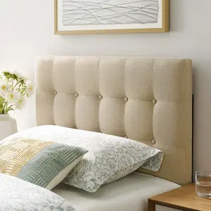 Modway Emily Twin Upholstered Fabric Headboard in Beige