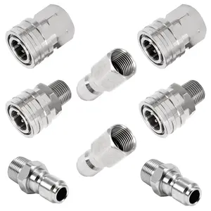 RIDGE WASHER Pressure Washer Quick Connect 3/8 Inch, Stainless Steel Pressure Washer Adapter Set, Pressure Washer Fittings, Female and Male NPT Thread, 8 Counts