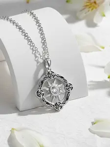 Solar Celtic Knot Necklace, Luxury Small Diamond Pendant, Women's Non-Fading Collarbone Chain, Perfect for Gifts, Parties, Daily Wear