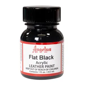 Angelus Flat Black Acrylic Leather Paint - Water-Based Premium Shoe Paint for Custom Sneaker & Leather Projects - Matte Finish
