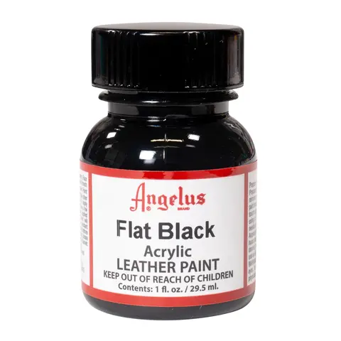 Angelus Flat Black Acrylic Leather Paint - Water-Based Premium Paint for Custom Sneaker & Leather Projects, Matte Finish, Low-Gloss Looks, Dries with Almost No Shine, Ideal to Apply to Custom Projects