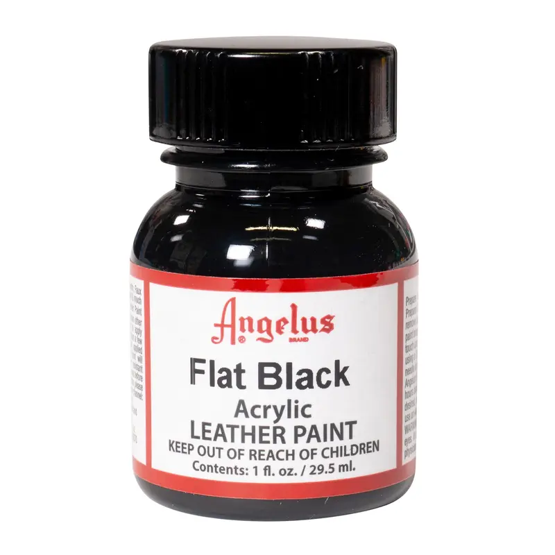 Angelus Flat Black Acrylic Leather Paint - Water-Based Premium Paint for Custom Sneaker & Leather Projects, Matte Finish, Low-Gloss Looks, Dries with Almost No Shine, Ideal to Apply to Custom Projects