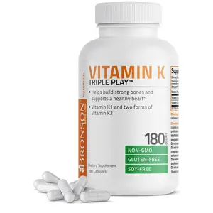Bronson Vitamin K Triple Play (Vitamin K2 MK7 / Vitamin K2 MK4 / Vitamin K1) Full Spectrum Complex Vitamin K Supplement Edible Dietary