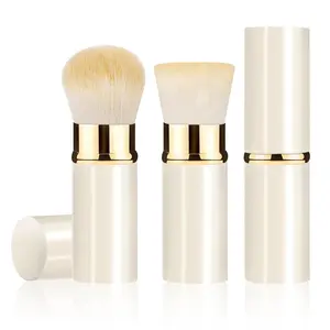 Retractable Makeup Brush 2 Pack, Travel Powder Foundation Makeup Brush Face Blush Brushes for Blending Liquid, Blush, Bronzer, Buffing, Sunscreen,Flawless Cosmetics