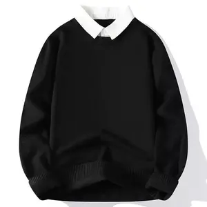 Men's?2 in 1 Colorblock Collar Sweater, Casual Long Sleeve Jumper for Fall & Winter,?Men's?Clothes for Daily Wear