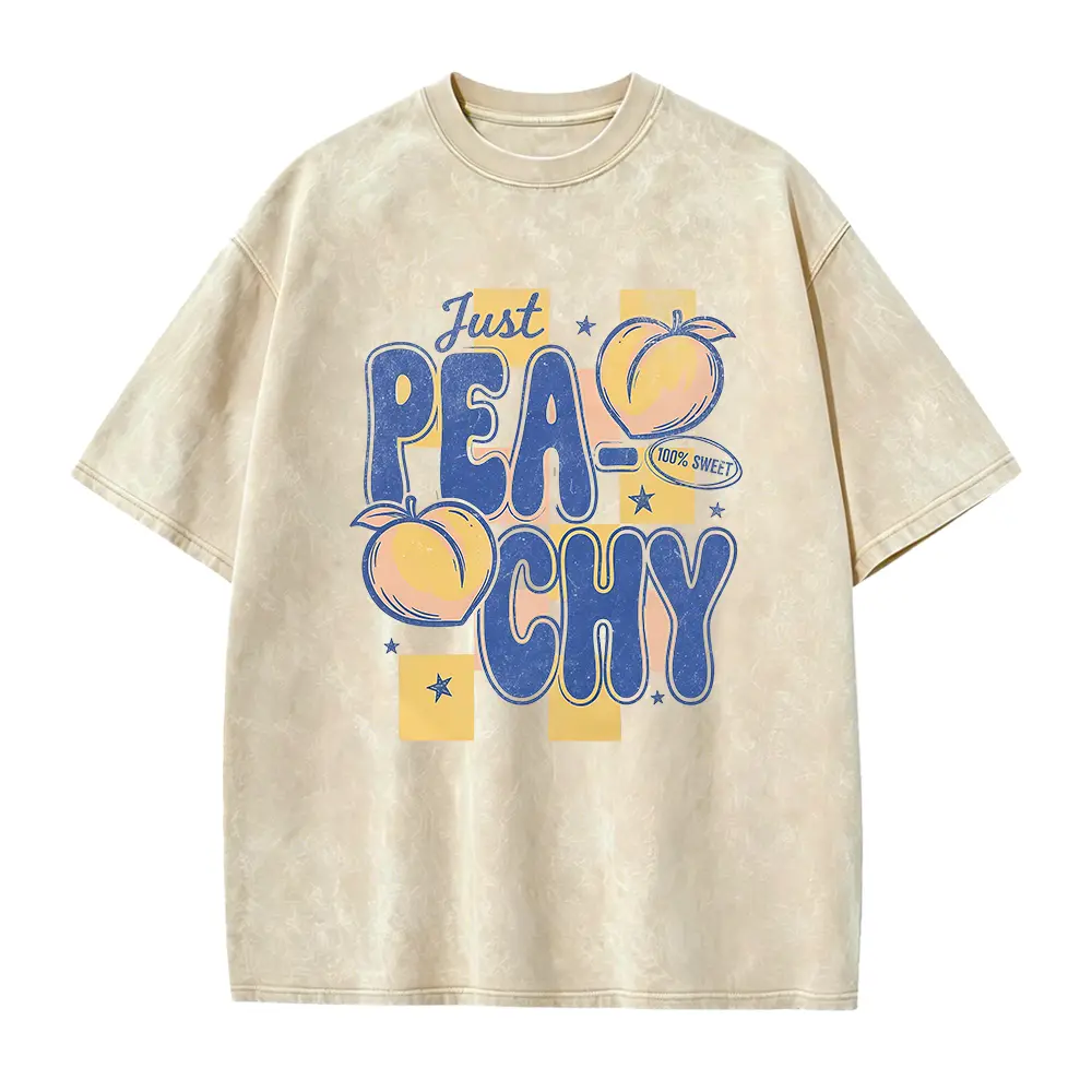 Just Peachy Shirt Summer Fruit Tshirt Food Pun T Shirt Retro Graphic Tee Peach Graphic Tee Summer T-Shirt