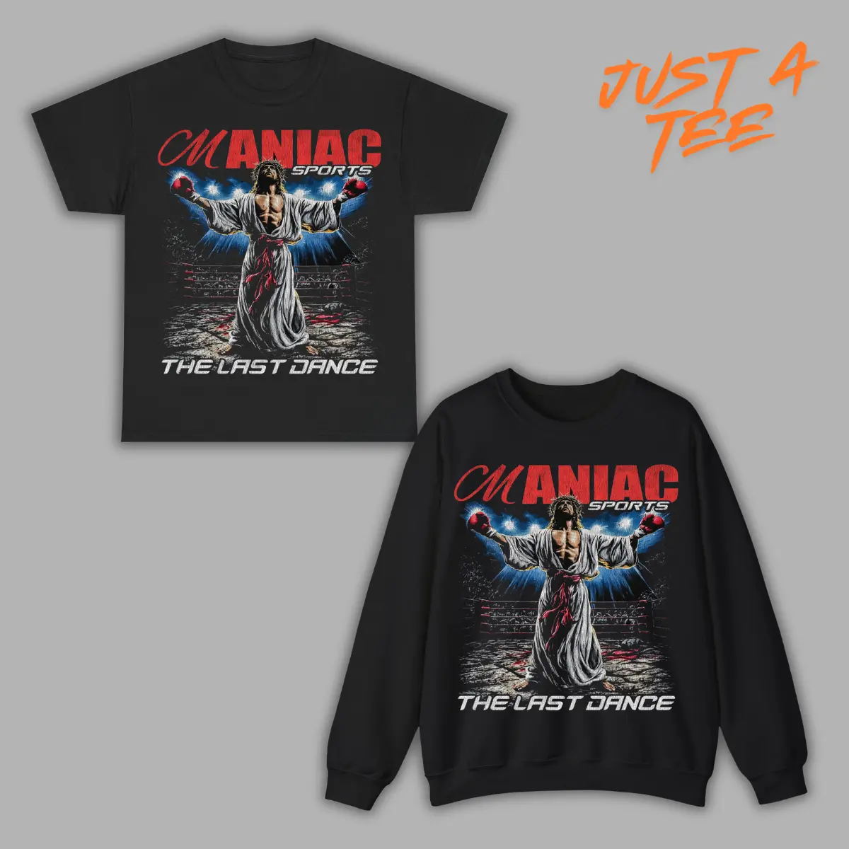 Maniac Sport Tee, GOD Tee, 100% Cotton, UFC Apparel, MMA Apparel, Boxing UFC Gym Shirt for Sports and Fashion Lovers