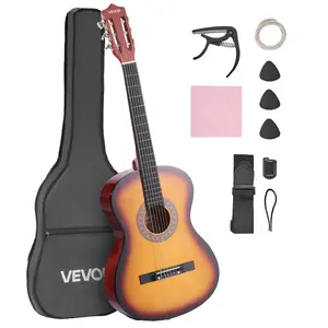 fathersdaygift  VEVOR Classical Guitar, 38 Inch, Wood Classical Guitar Starter Kit for Beginners, with Nylon Strings, Gig Bag, Strap, Tuner, Extra String, Pick, Capo, Basswood, for Teenagers Adults Students, Sunburst