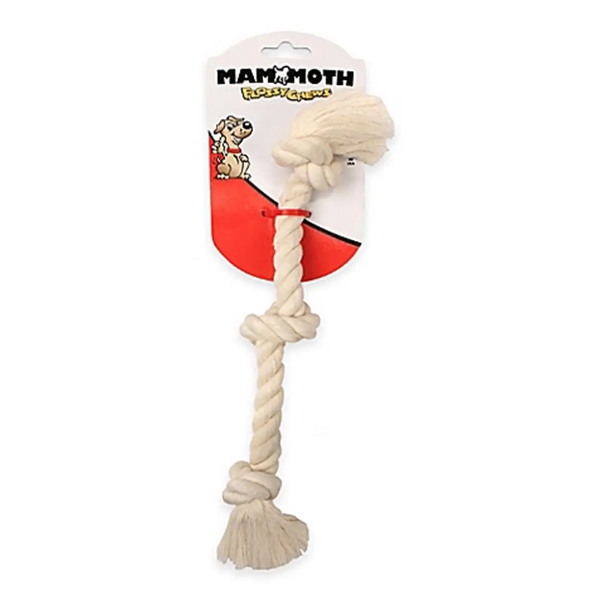 212 MAIN Flossy Chews Cotton 3-Knot Rope Toy - 20 in., Cotton Fiber, Medium, White, Durable Chew, Chew Aid, Interactive Tug Play, Fetch Toy, Dog Teeth Cleaning Tool