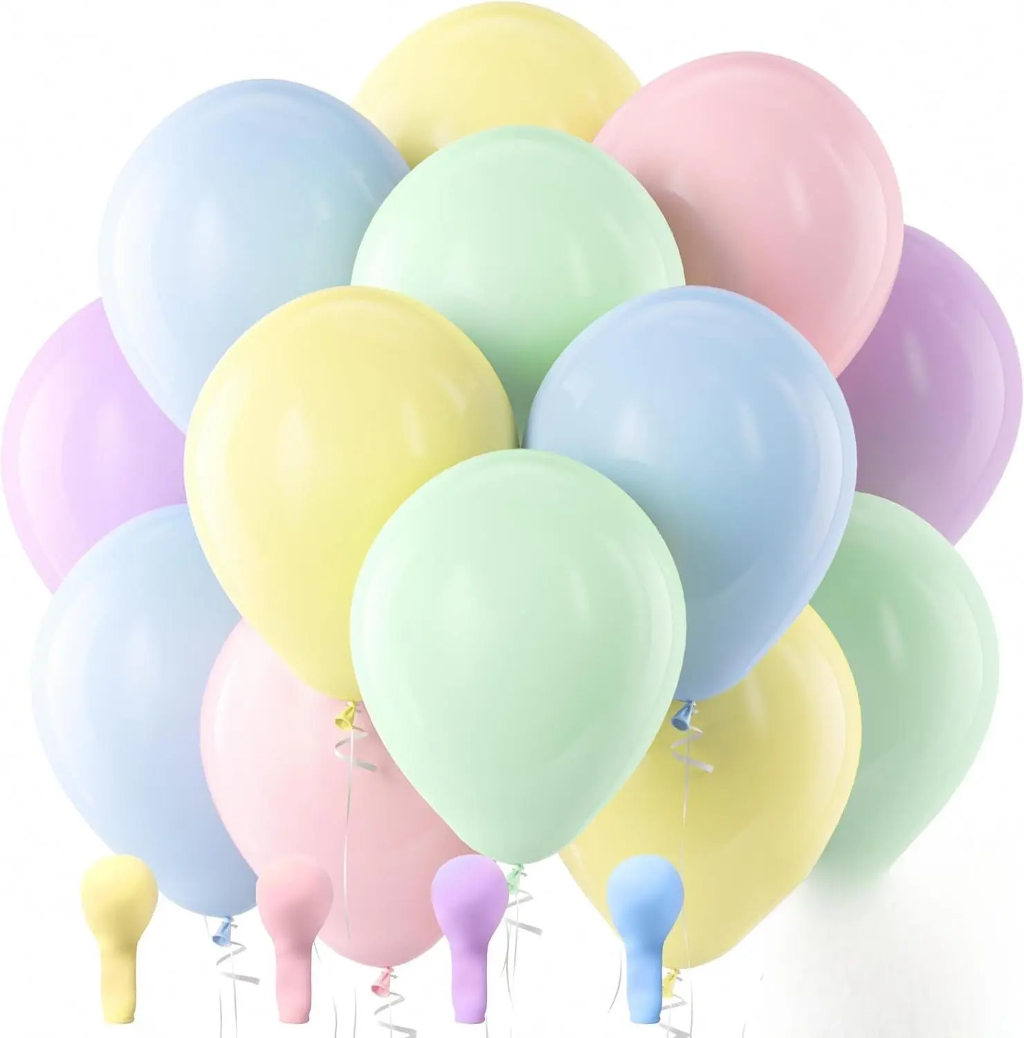 100-Pack Round Multicolor Pastel Macaron Latex Balloons Kit - 12in Helium-Float Set with Curling Ribbon & Pump, Long-Lasting Festive Party Supplies for Birthday, Wedding Decor, Birthday Party