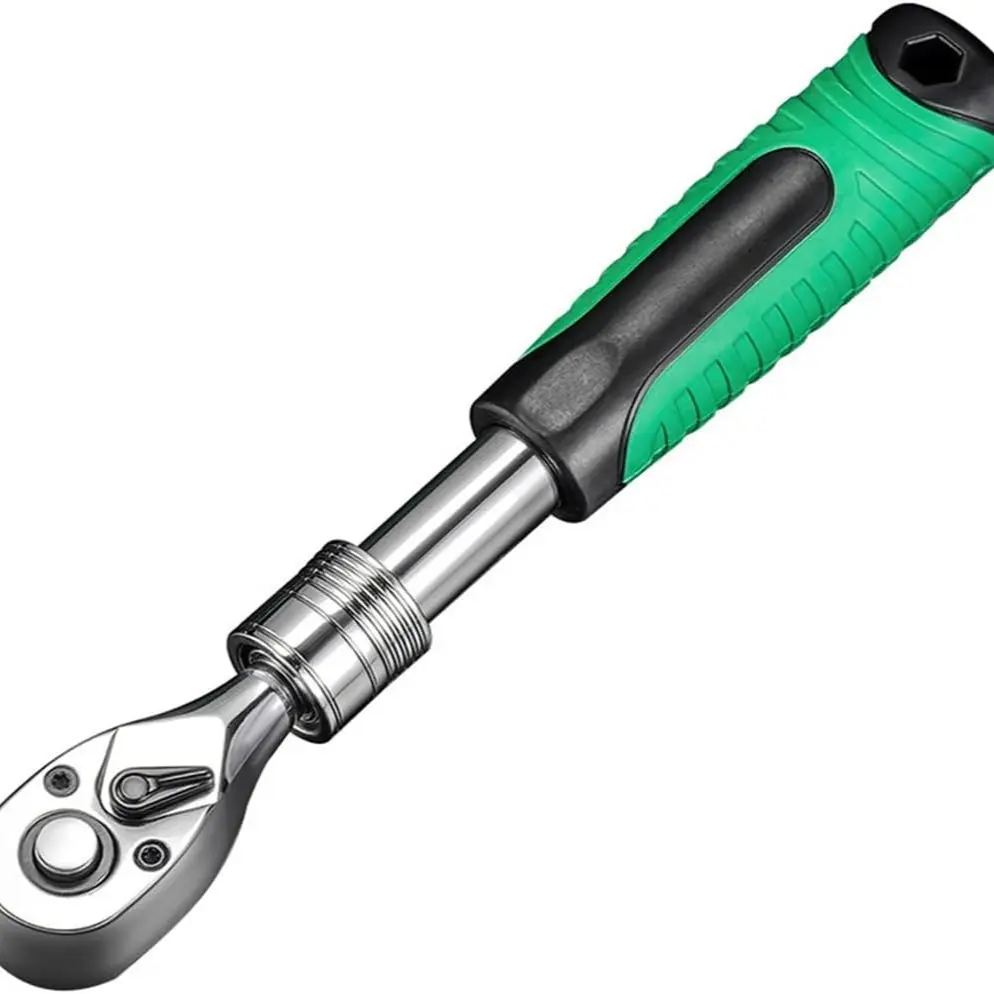 Industrial Grade Heavy Duty Full Set 72 Tooth Reinforced Extended Multi-Function Multifunctional Quick Adjustable Extendable Ratchet Torque Wrench, Durable Tool for Mechanics, Ratcheting Wrench